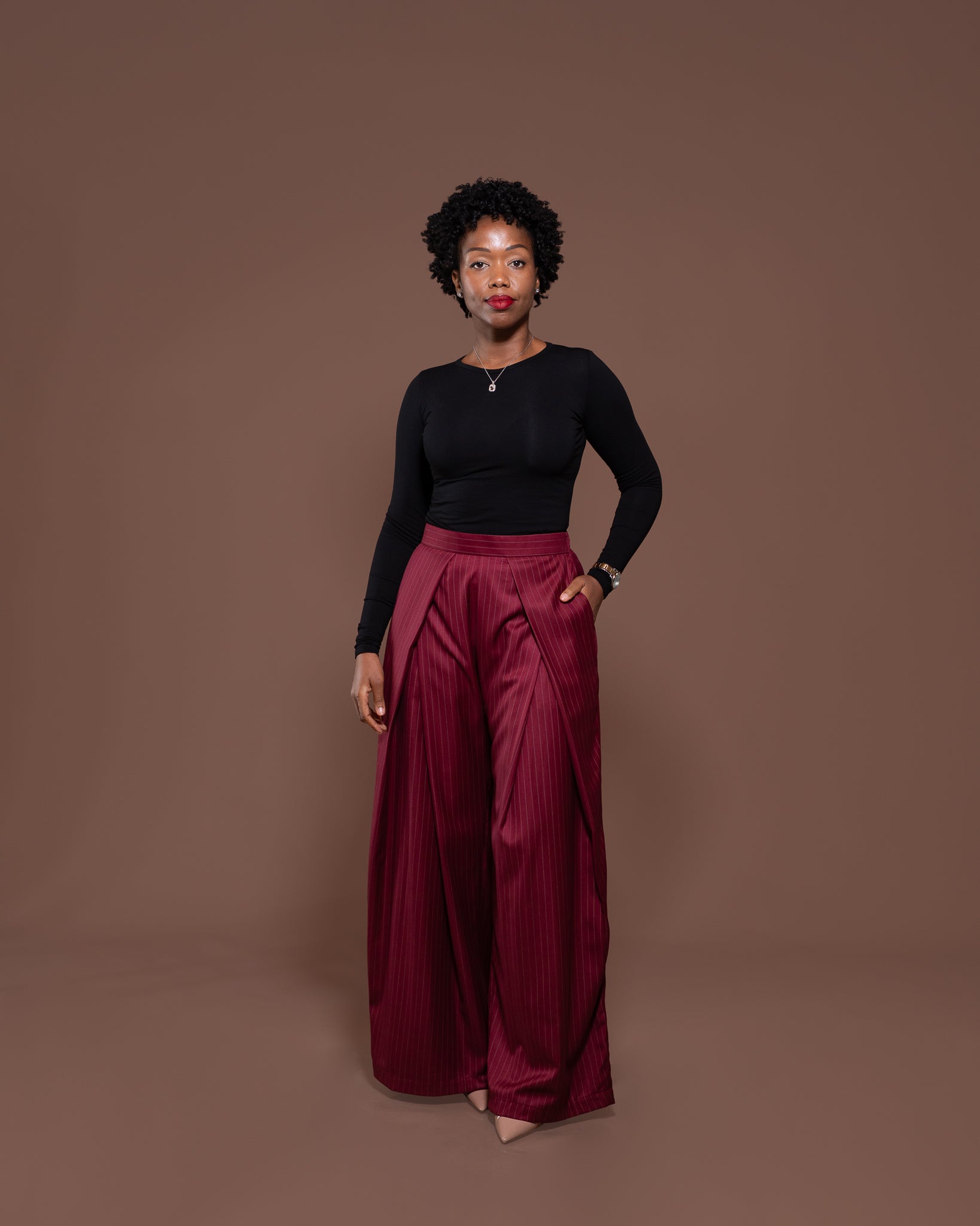 Magna Pants in Merlot Striped